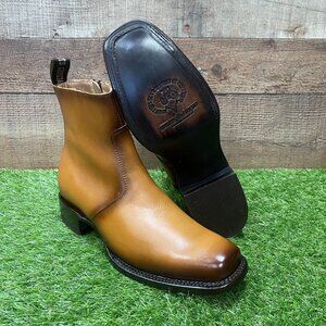 Men's Western Rodeo Genuine Honey Leather Half Boots with Zipper Dubai Toe 266